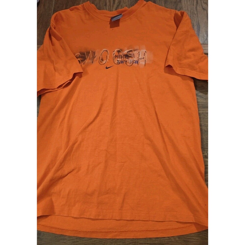 VTG Y2K Nike Grey Label Orange Double Sided Shirt Swoosh Logo Men's Medium